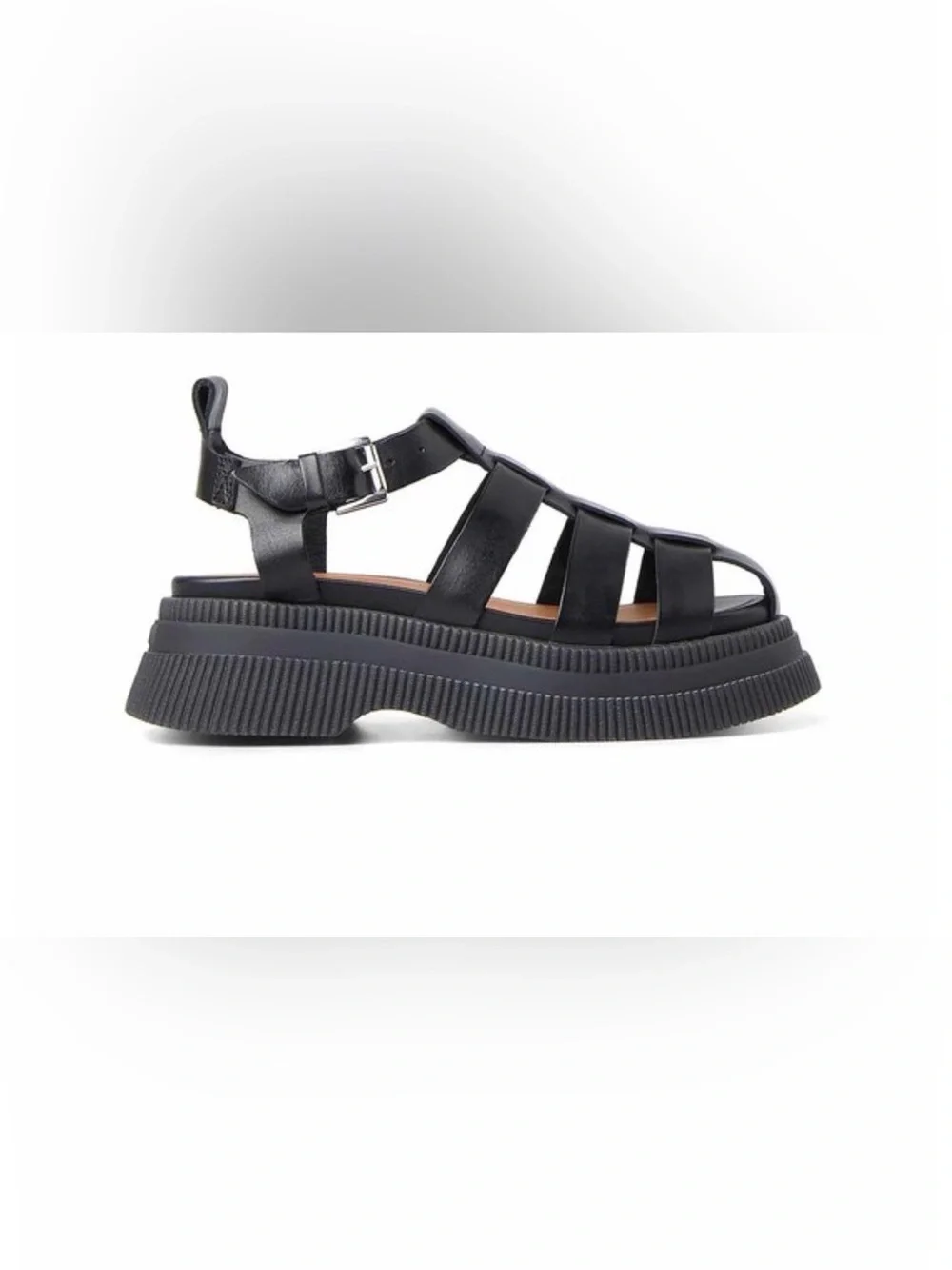 GANNI CREEPER SANDALS WITH PLATFORM SOLE - BLACK